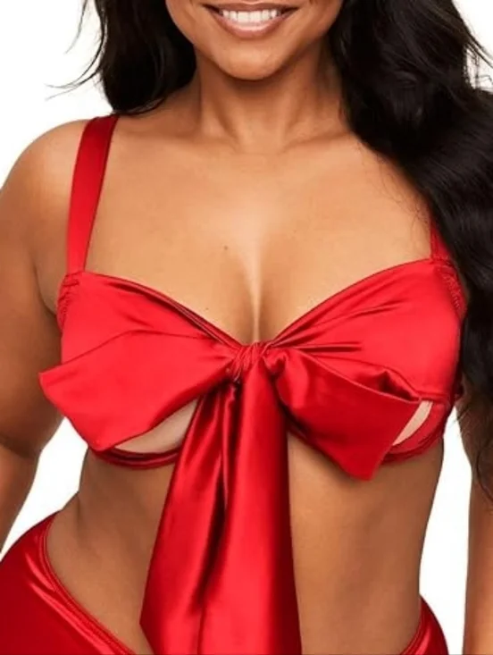Satin Bow Bra - Picture 1 of 4